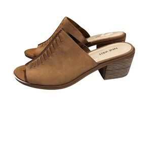 Nine West Boho Women's Rahima NuBuck Chunky Heels Mules Sandals SZ  11M